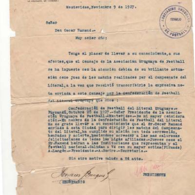 Nota Asoc.uruguaya Foootbal